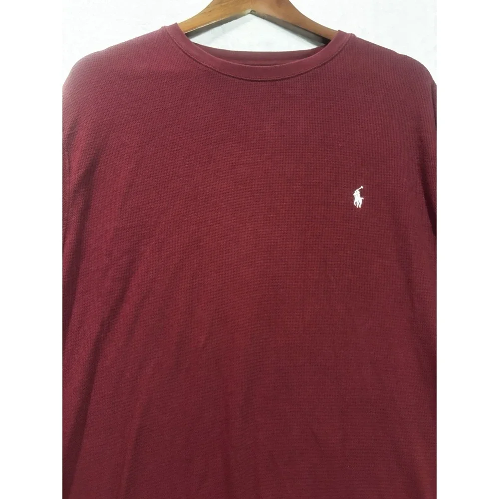 Polo Ralph Lauren Men's Shirt 2XL Sleepwear Long Sleeve Logo Pony‎ Maroon Red